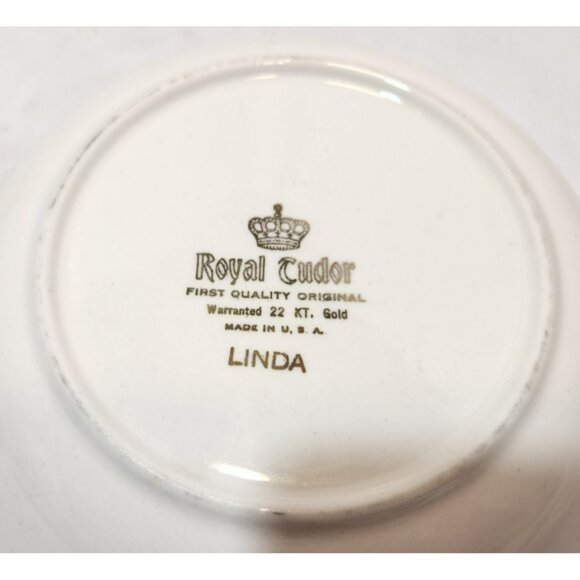 Vintage Royal Tudor 22 Kt Gold Linda Floral Round Porcelain Serving Bowl - Picture 10 of 13